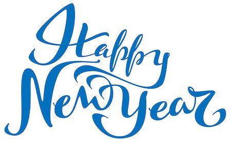 Happy New Year lettering text for greeting card. Isolated on white background vector illustration Stock Photo - Budget Royalty-Free & Subscription, Code: 400-09069632