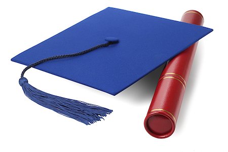 simsearch:400-06688304,k - Graduation Scroll holder and Mortar Board on White Background Photographie de stock - Aubaine LD & Abonnement, Code: 400-09062528