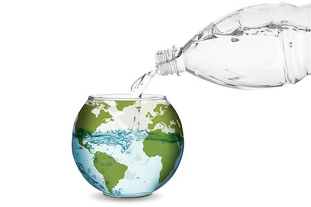 simsearch:400-06089187,k - Water spilled from bottle made the wave in globe bowl. Environmental protection concept, global warming Stock Photo - Budget Royalty-Free & Subscription, Code: 400-09063607