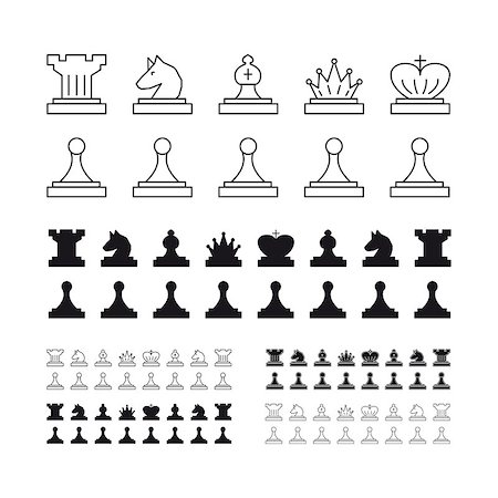 sermax55 (artist) - A chess set that includes itself, a pawn, a horse, a rook of the king, a queen, black and white Stock Photo - Budget Royalty-Free & Subscription, Code: 400-09063818