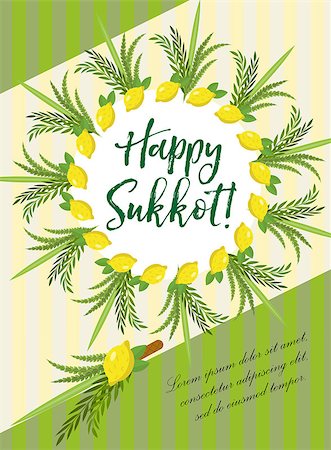 simsearch:400-07329068,k - Happy Sukkot flyer, posters, invitation. Sukkot template for your design greeting card and more with etrog, lulav, Arava, Hadas. Vector illustration Stock Photo - Budget Royalty-Free & Subscription, Code: 400-09070115