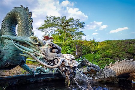 Traditional japanese dragon fountain in Nikko, Japan Stock Photo - Budget Royalty-Free & Subscription, Code: 400-09070281