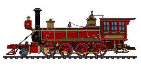 Hand drawing of a vintage red american wild west steam locomotive Stock Photo - Budget Royalty-Free & Subscription, Code: 400-09084327