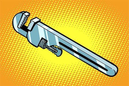 pipe wrench - adjustable wrench tool for the job. Hand drawn illustration cartoon pop art retro vector style Stock Photo - Budget Royalty-Free & Subscription, Code: 400-09089437