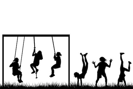 poor child illustration - Children silhouettes playing outside Stock Photo - Budget Royalty-Free & Subscription, Code: 400-09089921