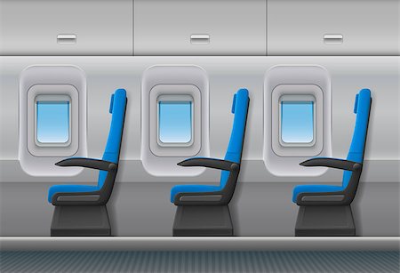 porthole - Passenger airplane vector interior. Aircraft indoor cabin with portholes and chairs seats. Vector illustration EPS 10. Stock Photo - Budget Royalty-Free & Subscription, Code: 400-09080281