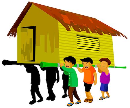 people carrying house, a filipino tradition Photographie de stock - Aubaine LD & Abonnement, Code: 400-09080527