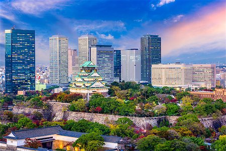 simsearch:400-06640469,k - Osaka, Japan cityscape and castle. Stock Photo - Budget Royalty-Free & Subscription, Code: 400-09080874