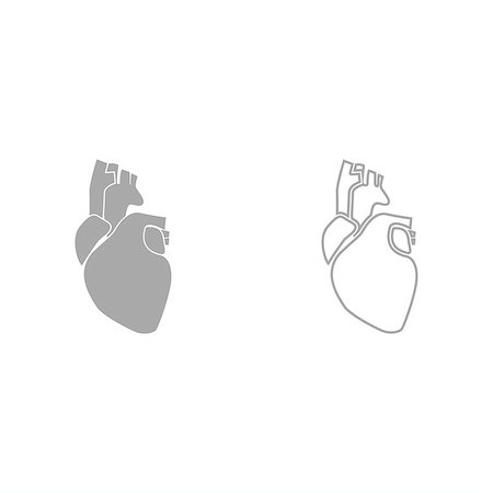 Human heart grey set it is icon . Flat style . Stock Photo - Budget Royalty-Free & Subscription, Code: 400-09081468