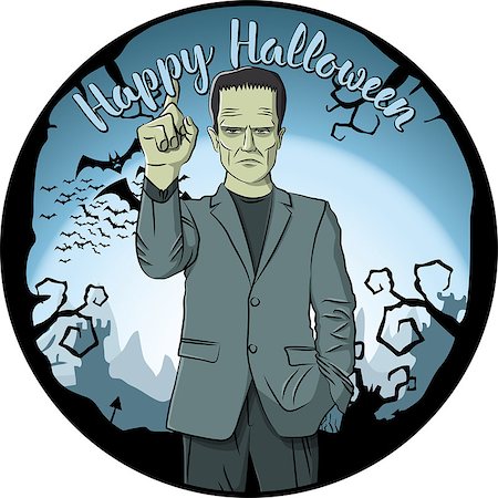 frank - Vector Halloween concept. Monster Frankenstein with lettering Happy Halloween Stock Photo - Budget Royalty-Free & Subscription, Code: 400-09082064
