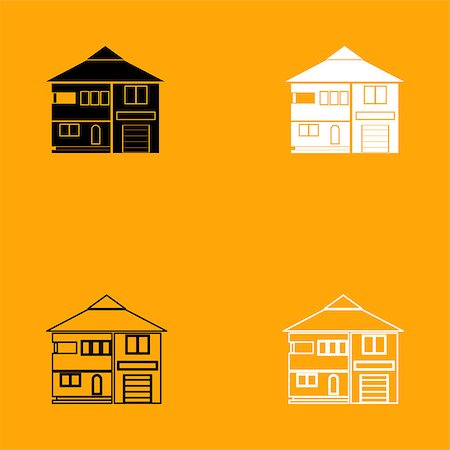 House it is black and white set icon. Stock Photo - Budget Royalty-Free & Subscription, Code: 400-09083233