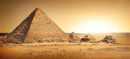 simsearch:400-04201054,k - Egyptian pyramids in sand desert and clear sky Stock Photo - Budget Royalty-Free & Subscription, Code: 400-09083277