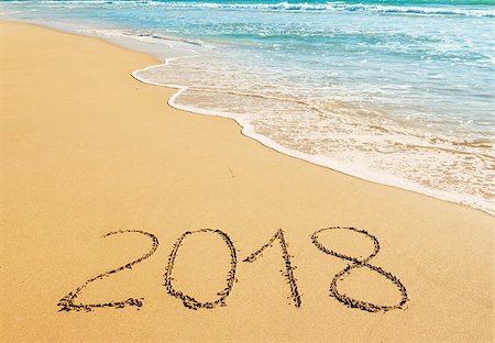 digits  2018 on the sand seashore - concept of New Year and  Xmas Stock Photo - Budget Royalty-Free & Subscription, Code: 400-09095040