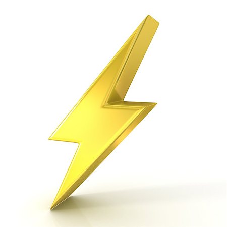 simsearch:400-04256241,k - Lightning symbol, 3D golden sign isolated on white background Stock Photo - Budget Royalty-Free & Subscription, Code: 400-09095286