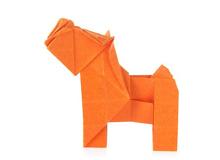 Orange dog of origami, isolated on white background Stock Photo - Budget Royalty-Free & Subscription, Code: 400-09095354