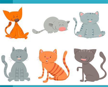 simsearch:400-04214443,k - Cartoon Illustration of Adorable Cats or Kittens Characters Set Stock Photo - Budget Royalty-Free & Subscription, Code: 400-09095576