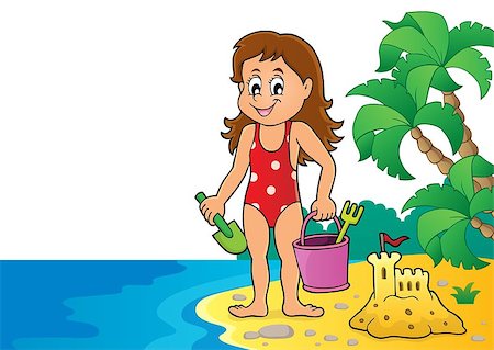 simsearch:400-04423521,k - Girl playing on beach image 3 - eps10 vector illustration. Photographie de stock - Aubaine LD & Abonnement, Code: 400-09095644
