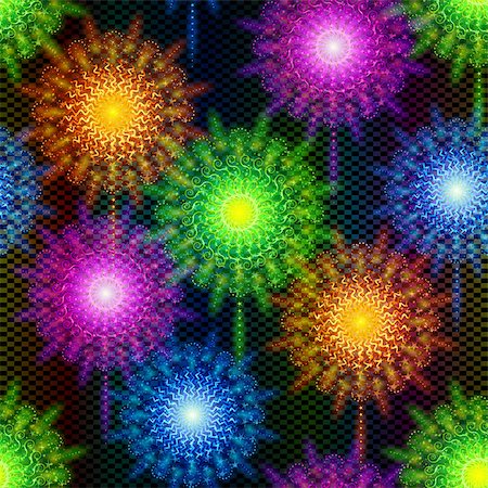 fireworks with yellow and green background - Firework Seamless Background of Various Colors. Tile Pattern for Holiday Design. Eps10, Contains Transparencies. Vector Photographie de stock - Aubaine LD & Abonnement, Code: 400-09095813