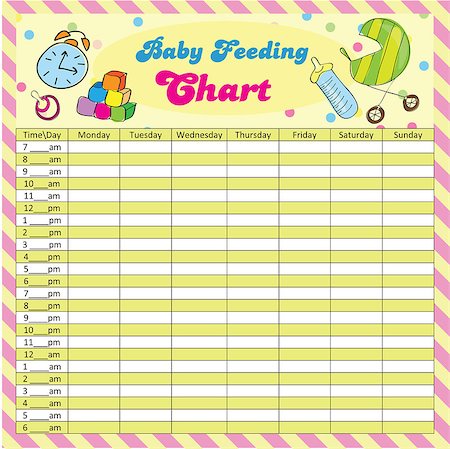 family planning - Baby feeding schedule - baby chart for moms - colorful vector illustration Photographie de stock - Aubaine LD & Abonnement, Code: 400-09096062
