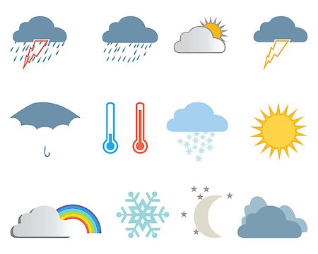 simsearch:400-06416612,k - Set of weather icons on a white background Stock Photo - Budget Royalty-Free & Subscription, Code: 400-09096576