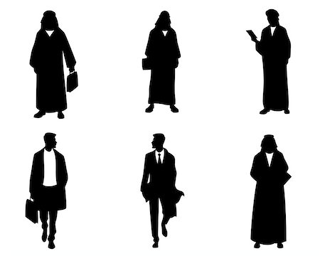 saudi arabia people - Vector illustration of silhouettes of arab businessmen Stock Photo - Budget Royalty-Free & Subscription, Code: 400-09097448