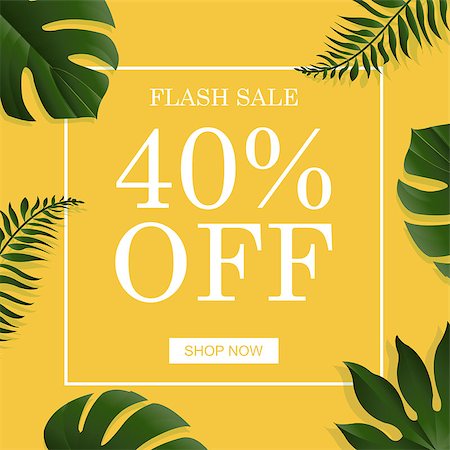 simsearch:400-05698489,k - Summer Banner With Tropical Leaf, With Gradient Mesh, Vector Illustration Stock Photo - Budget Royalty-Free & Subscription, Code: 400-09090003