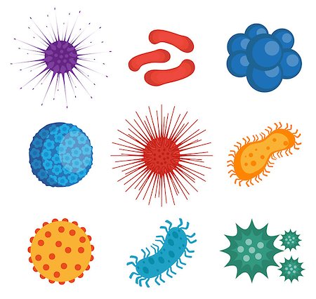 simsearch:400-04956513,k - Viruses and bacteria set of icons, flat style. Parasites infection collection design elements, isolated on white background. Medicine, diseases concept. Vector illustration Photographie de stock - Aubaine LD & Abonnement, Code: 400-09092286