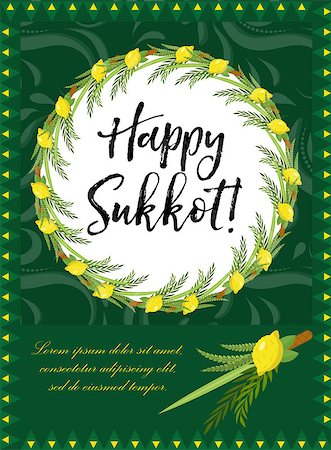 simsearch:400-07329068,k - Happy Sukkot flyer, posters, invitation. Sukkot template for your design greeting card and more with etrog, lulav, Arava, Hadas. Vector illustration Stock Photo - Budget Royalty-Free & Subscription, Code: 400-09092288