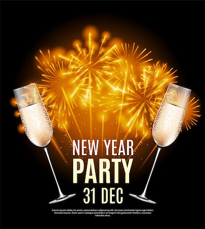 simsearch:400-07087316,k - Happy New Year Party 31 December Poster Vector Illustration EPS10 Stock Photo - Budget Royalty-Free & Subscription, Code: 400-09093114