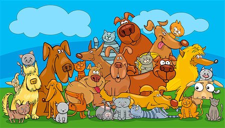 simsearch:400-04214443,k - Cartoon Illustration of Dogs and Cats Animal Pet Characters Group Stock Photo - Budget Royalty-Free & Subscription, Code: 400-09093373