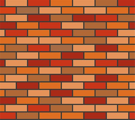 simsearch:700-07498128,k - Wall of red and orange bricks. Vector, seamless texture Stock Photo - Budget Royalty-Free & Subscription, Code: 400-09093791