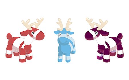 simsearch:400-07087316,k - Toy deers vector illustration on white background. Christmas tree decoration with holly. Lovely simple children s toy. Merry Christmas and Happy New Year style. Stock Photo - Budget Royalty-Free & Subscription, Code: 400-09093986