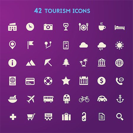 simsearch:400-07114343,k - Vector big set of trendy icons of travel and tourism metaphors Stock Photo - Budget Royalty-Free & Subscription, Code: 400-09108407