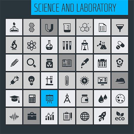 simsearch:400-04703113,k - Trendy flat design Science and Laboratory icons collection Photographie de stock - Aubaine LD & Abonnement, Code: 400-09108400