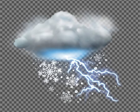 simsearch:400-04146469,k - Vector illustration of cool single weather icon with cloud, snow and lightning on transparent background Stock Photo - Budget Royalty-Free & Subscription, Code: 400-09108411