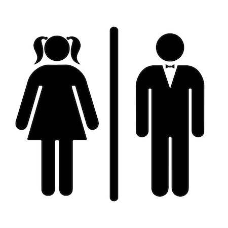 Sign, icon male and female toilet. Vector illustration Stock Photo - Budget Royalty-Free & Subscription, Code: 400-09108423