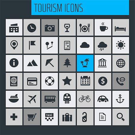 simsearch:400-07114343,k - Vector big set of trendy icons of travel and tourism metaphors Stock Photo - Budget Royalty-Free & Subscription, Code: 400-09108439