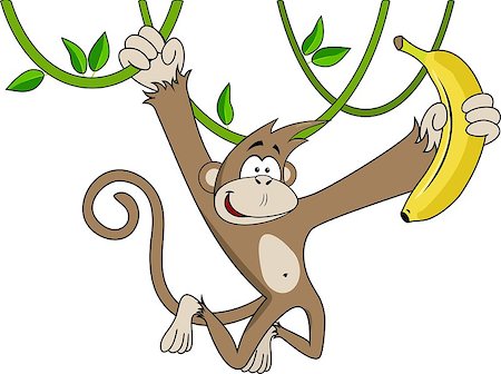 simsearch:400-04227154,k - Funny monkey with banana. Cute cartoon animal. Vector illustration for children's books, posters, clothes, alphabet cards. Stock Photo - Budget Royalty-Free & Subscription, Code: 400-09108507