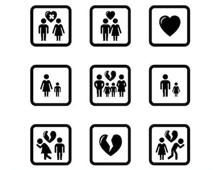 simsearch:400-06207242,k - black isolated people divorce concept icons set Stock Photo - Budget Royalty-Free & Subscription, Code: 400-09109240