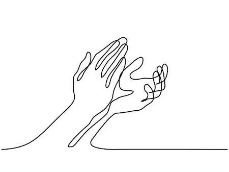Continuous line drawing. Clapping hands with applause. Vector illustration Stock Photo - Budget Royalty-Free & Subscription, Code: 400-09109416