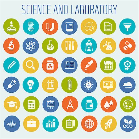 simsearch:400-06100945,k - Trendy flat design Science and Laboratory icons collection Stock Photo - Budget Royalty-Free & Subscription, Code: 400-09109917