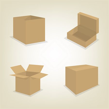 simsearch:400-06073227,k - Set of cardboard box icons isolated on white background. Flat style, vector illustration. Stock Photo - Budget Royalty-Free & Subscription, Code: 400-09114211