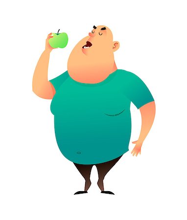 dreaming about eating - A fat man bites an apple. Useful habits and healthy eating concept. The fatty guy dreams of losing weight and chooses a healthy diet. Healthy lifestyle and proper nutrition lifestyle Stock Photo - Budget Royalty-Free & Subscription, Code: 400-09114944