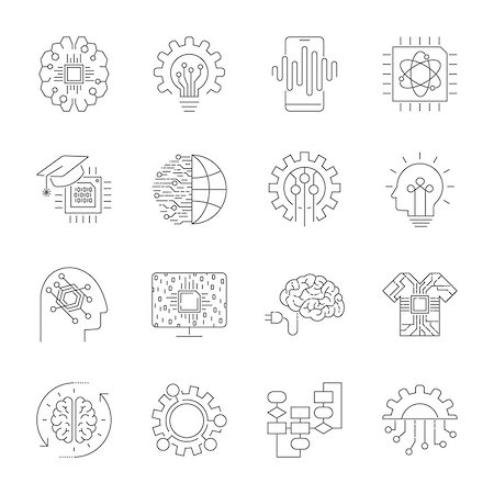 Modern flat editable vector line icons of future technology - neural network, AI, quantum technologies for graphic and web design. EPS 10 Stock Photo - Budget Royalty-Free & Subscription, Code: 400-09115107