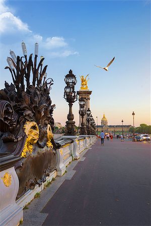 simsearch:400-05162857,k - View on Les Invalides from bridge Alexandre III in Paris at sunset, France Stock Photo - Budget Royalty-Free & Subscription, Code: 400-09115118