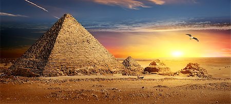simsearch:400-05098768,k - Egyptian pyramids in sand desert and clear sky Stock Photo - Budget Royalty-Free & Subscription, Code: 400-09115131