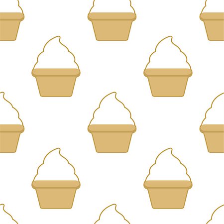 Cupcake vector pattern white background. Vector illustration Stock Photo - Budget Royalty-Free & Subscription, Code: 400-09116074