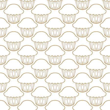 Cupcake vector pattern white background. Vector illustration Stock Photo - Budget Royalty-Free & Subscription, Code: 400-09116075