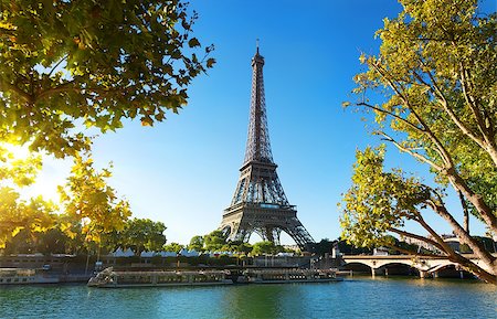 famous photographs of paris bridge - Seine in Paris with Eiffel tower in sunrise time Stock Photo - Budget Royalty-Free & Subscription, Code: 400-09116178