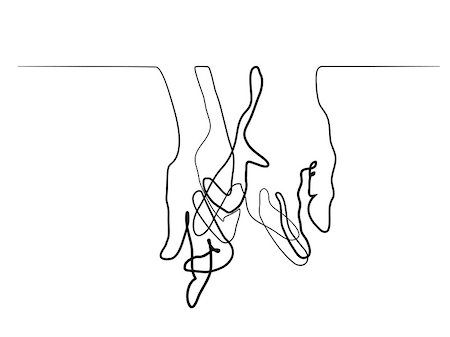 Continuous line drawing. Holding man and woman hands together. Vector illustration Stock Photo - Budget Royalty-Free & Subscription, Code: 400-09117098